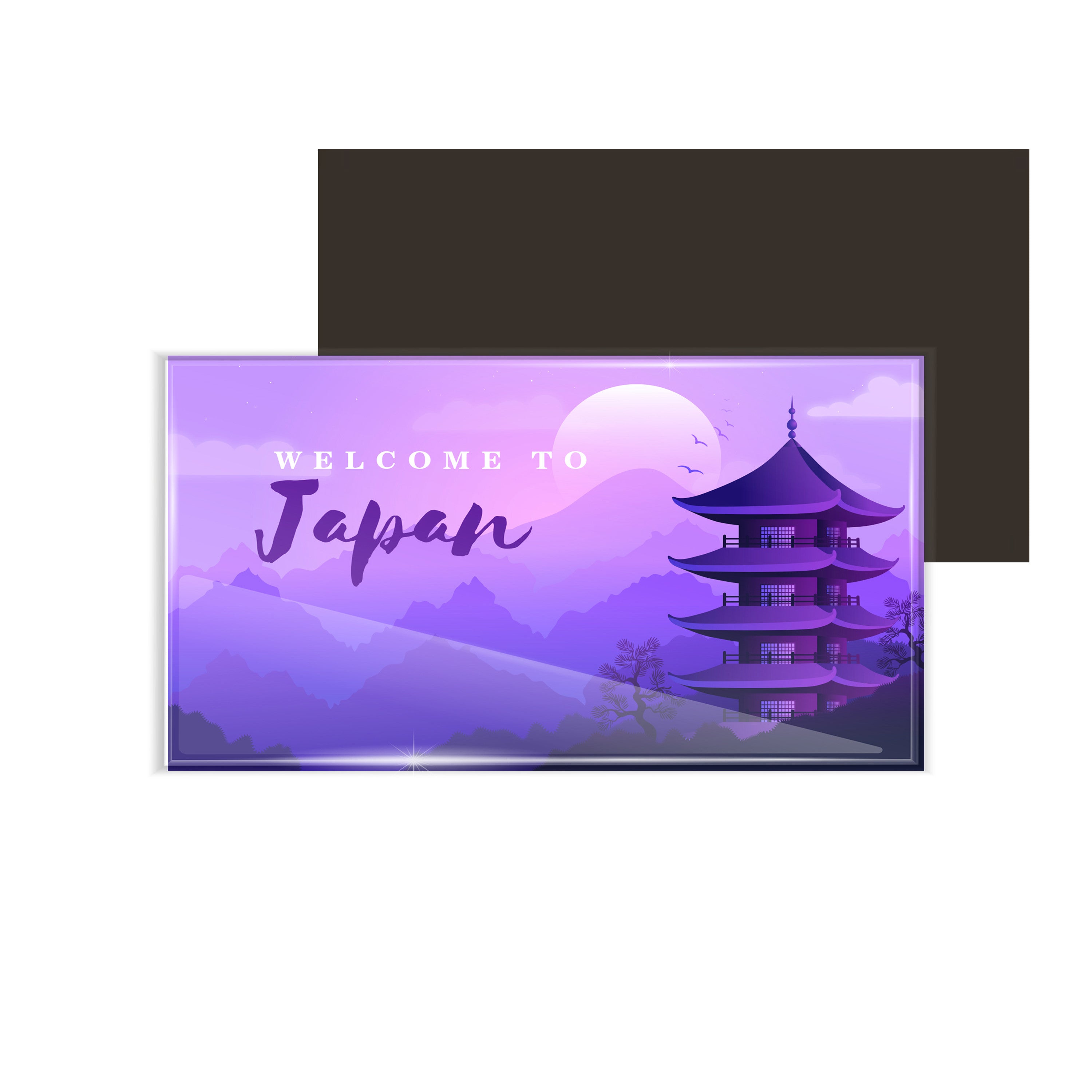 dhcrafts Fridge Magnet Rectangle Acrylic Glass (8.6 x 5.4 cm) Purple Travel Japan D4 Design Pack of 1
